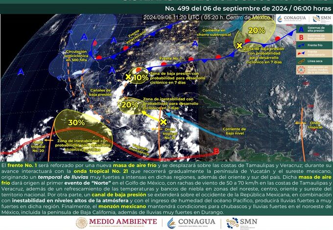 Así se ve México rodeado ante 5 posibles huracanes